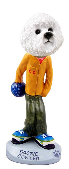 Dog Lover Doogie Collectible Figurine - Bichon Frise Bowler From Conversation Concepts