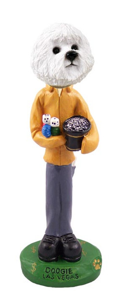Dog Lover Hand-painted Figurine - Bichon Frise Las Vegas Doogie Collectible From Conversation Concepts