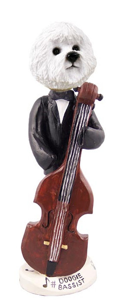 Dog Lover Hand-painted Figurine - Bichon Frise Bassist Doogie Collectible From Conversation Concepts