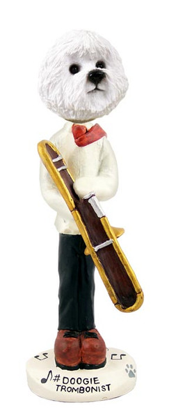 Dog Lover Doogie Collectible Figurine - Bichon Frise Trombonist From Conversation Concepts