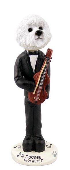 Dog Lover Hand-painted Figurine - Bichon Frise Violinist Doogie Collectible From Conversation Concepts