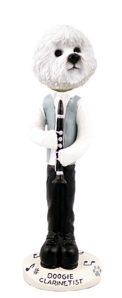 Dog Lover Hand-painted Figurine - Bichon Frise Clarinetist Doogie Collectible From Conversation Concepts
