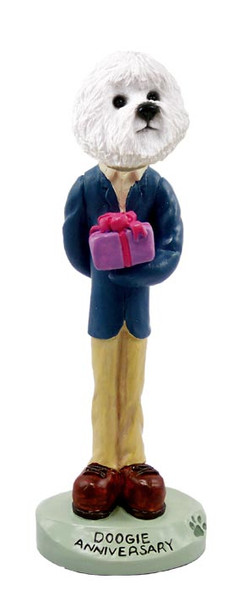 Dog Lover Hand-painted Figurine - Bichon Frise Anniversary Doogie Collectible From Conversation Concepts