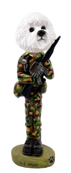 Dog Lover Hand-painted Figurine - Bichon Frise U.s. Army Doogie Collectible From Conversation Concepts
