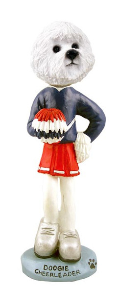 Dog Lover Hand-painted Figurine - Bichon Frise Cheerleader Female Doogie Collectible From Conversation Concepts