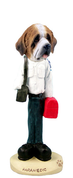 Dog Lover Hand-painted Figurine - Saint Bernard W/rough Coat Paramedic Doogie Collectible From Conversation Concepts