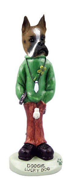 Dog Lover Hand-painted Figurine - Boxer Lucky Dog Doogie Collectible From Conversation Concepts