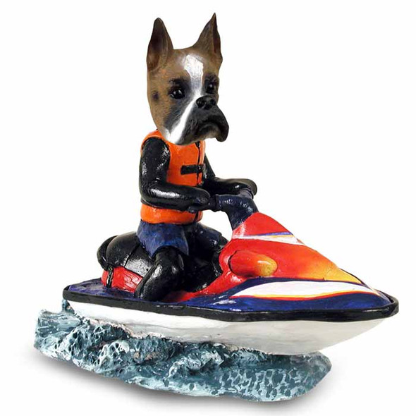 Dog Lover Hand-painted Figurine - Boxer Jet Ski Doogie Collectible From Conversation Concepts