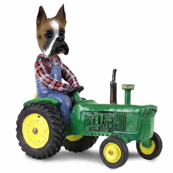 Dog Lover Hand-painted Figurine - Boxer Tractor Doogie Collectible From Conversation Concepts