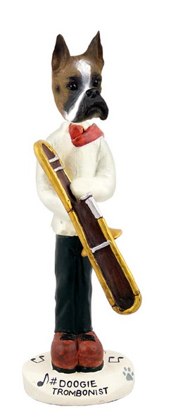 Dog Lover Doogie Collectible Figurine - Boxer Trombonist From Conversation Concepts
