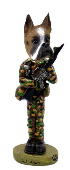 Dog Lover Hand-painted Figurine - Boxer U.s. Army Doogie Collectible From Conversation Concepts