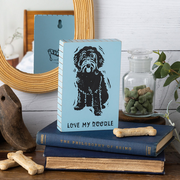 Dog Lover Decorative Wooden Block Sign - Love My Doodle - 4 Inch x 6 Inch from Primitives by Kathy
