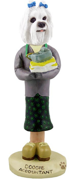 Dog Lover Hand-painted Figurine - Maltese Accountant (female) Doogie Collectible From Conversation Concepts