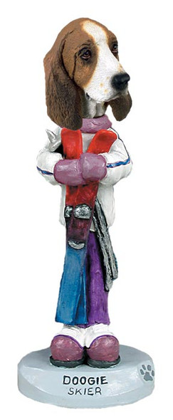 Dog Lover Hand-painted Figurine - Basset Hound Skier Doogie Collectible From Conversation Concepts