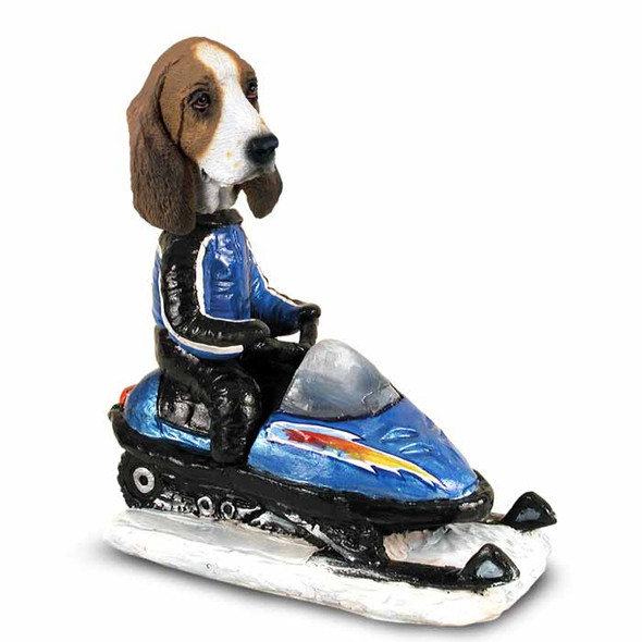 Dog Lover Doogie Collectible Figurine - Basset Hound Snowmobile From Conversation Concepts
