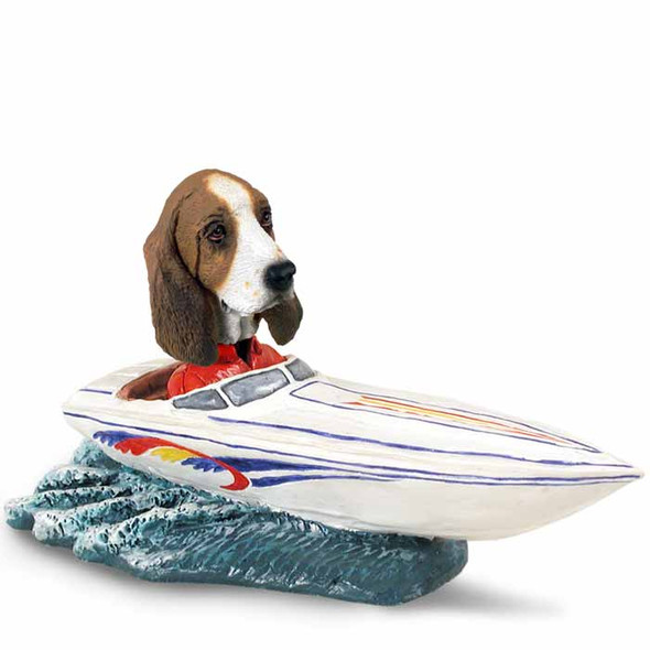 Dog Lover Hand-painted Figurine - Basset Hound Motorboat Doogie Collectible From Conversation Concepts