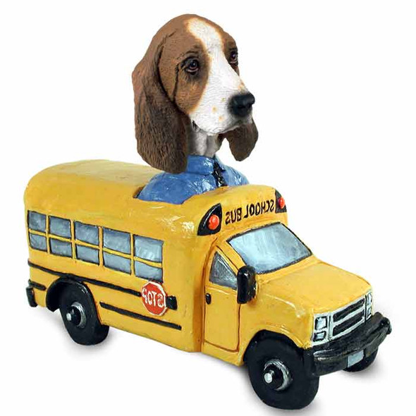 Dog Lover Doogie Collectible Figurine - Basset Hound School Bus From Conversation Concepts
