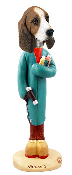 Dog Lover Hand-painted Figurine - Basset Hound Groomer Doogie Collectible From Conversation Concepts