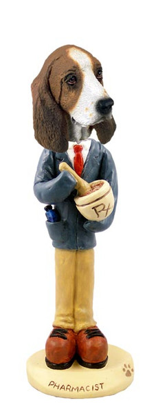 Dog Lover Doogie Collectible Figurine - Basset Hound Pharmacist From Conversation Concepts