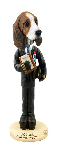 Dog Lover Hand-painted Figurine - Basset Hound Airline Pilot Doogie Collectible From Conversation Concepts