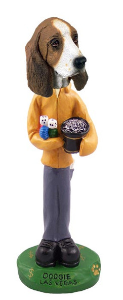 Dog Lover Hand-painted Figurine - Basset Hound Las Vegas Doogie Collectible From Conversation Concepts