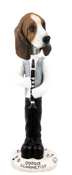 Dog Lover Hand-painted Figurine - Basset Hound Clarinetist Doogie Collectible From Conversation Concepts