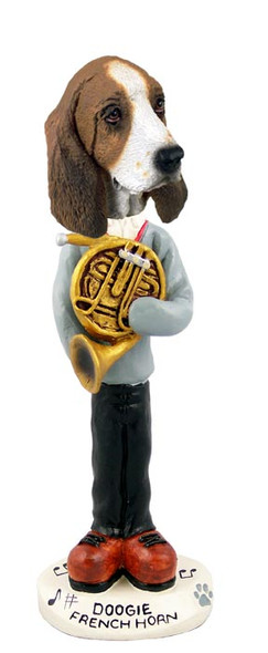 Dog Lover Hand-painted Figurine - Basset Hound French Horn Doogie Collectible From Conversation Concepts