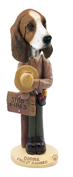 Dog Lover Hand-painted Figurine - Basset Hound Forest Ranger Doogie Collectible From Conversation Concepts