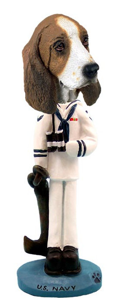 Dog Lover Hand-painted Figurine - Basset Hound U.s. Navy Doogie Collectible From Conversation Concepts