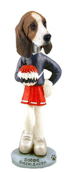 Dog Lover Hand-painted Figurine - Basset Hound Cheerleader Female Doogie Collectible From Conversation Concepts