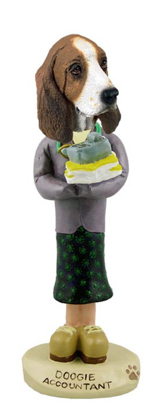 Dog Lover Hand-painted Figurine - Basset Hound Accountant (female) Doogie Collectible From Conversation Concepts