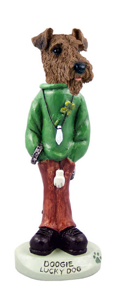 Dog Lover Hand-painted Figurine - Airedale Lucky Dog Doogie Collectible From Conversation Concepts