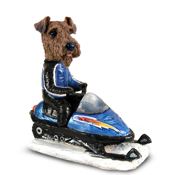 Dog Lover Doogie Collectible Figurine - Airedale Snowmobile From Conversation Concepts