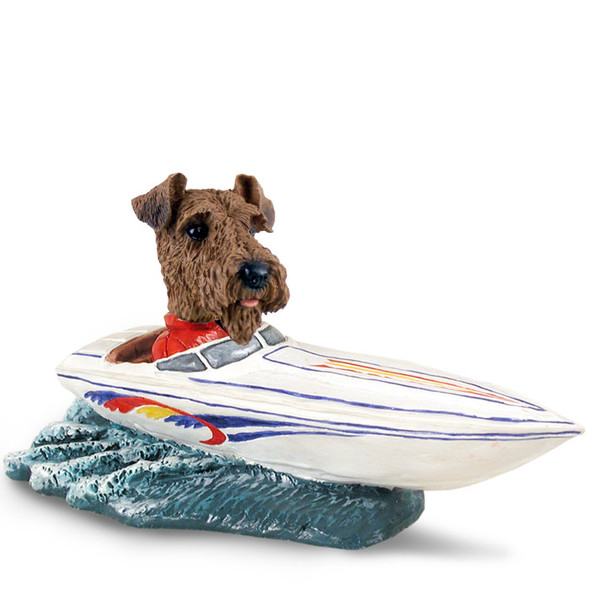 Dog Lover Hand-painted Figurine - Airedale Motorboat Doogie Collectible From Conversation Concepts