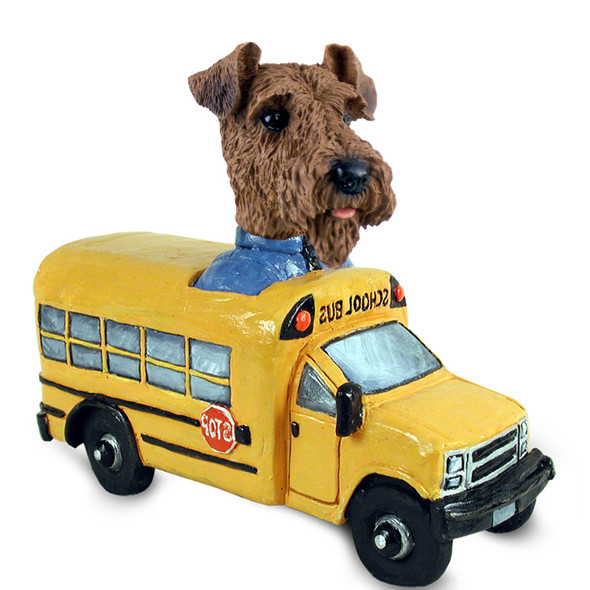 Dog Lover Doogie Collectible Figurine - Airedale School Bus From Conversation Concepts