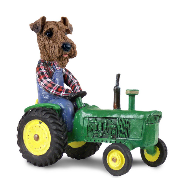 Dog Lover Hand-painted Figurine - Airedale Tractor Doogie Collectible From Conversation Concepts