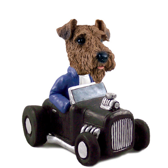Dog Lover Hand-painted Figurine - Airedale Hot Rod Doogie Collectible From Conversation Concepts