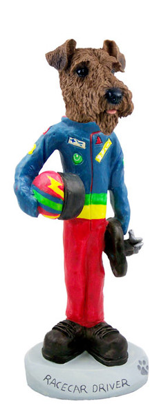 Dog Lover Doogie Collectible Figurine - Airedale Racecar Driver From Conversation Concepts