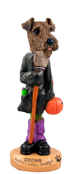 Dog Lover Hand-painted Figurine - Airedale Happy Halloween Doogie Collectible From Conversation Concepts