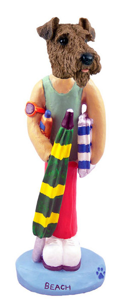 Dog Lover Hand-painted Figurine - Airedale Beach Doogie Collectible From Conversation Concepts