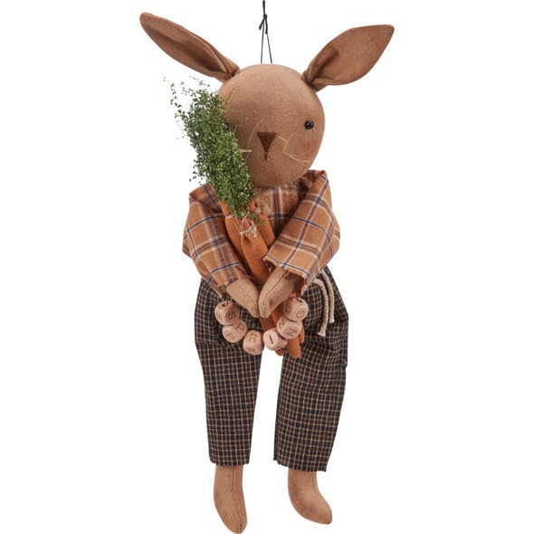 Classic Rabbit Doll - Spring Bunny Holding Carrots With Wooden Beads 13 Inch from Primitives by Kathy