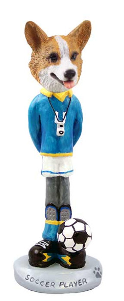 Dog Lover Hand-painted Figurine - Welsh Corgi Pembroke Soccer Doogie Collectible From Conversation Concepts