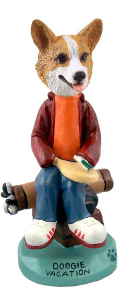 Dog Lover Hand-painted Figurine - Welsh Corgi Pembroke Vacation Doogie Collectible From Conversation Concepts