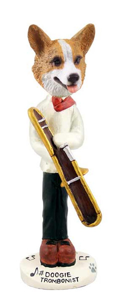 Dog Lover Hand-painted Figurine - Welsh Corgi Pembroke Trombonist Doogie Collectible From Conversation Concepts