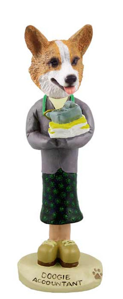 Dog Lover Hand-painted Figurine - Welsh Corgi Pembroke Accountant (female) Doogie Collectible From Conversation Concepts