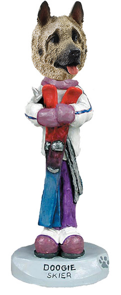 Dog Lover Hand-painted Figurine - Akita Fawn Skier Doogie Collectible From Conversation Concepts