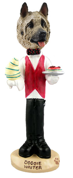Dog Lover Doogie Collectible Figurine - Akita Fawn Waiter From Conversation Concepts
