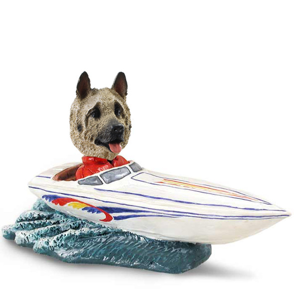 Dog Lover Hand-painted Figurine - Akita Fawn Motorboat Doogie Collectible From Conversation Concepts