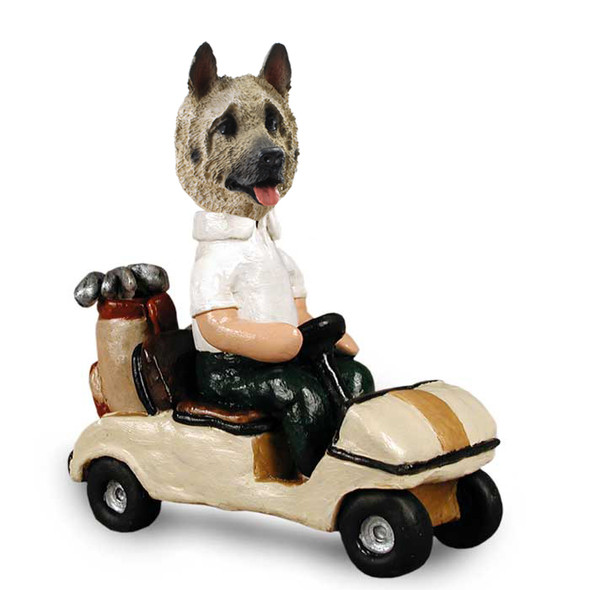 Dog Lover Hand-painted Figurine - Akita Fawn Golf Cart Doogie Collectible From Conversation Concepts