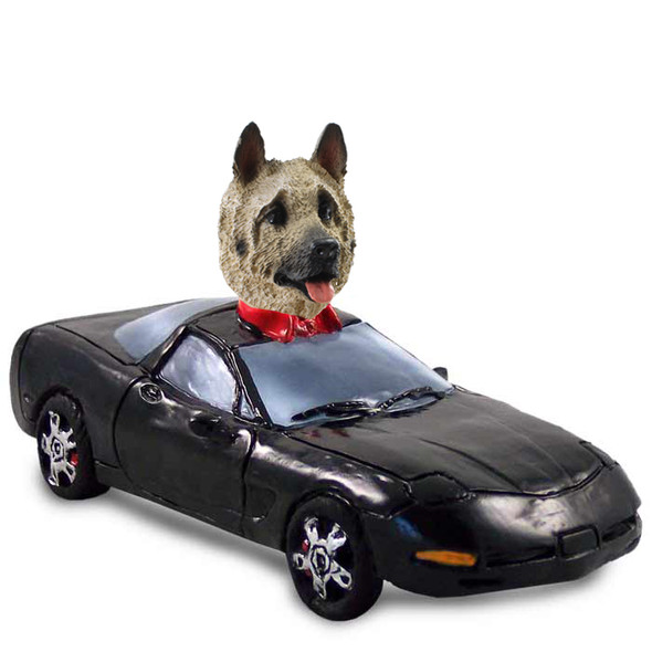 Dog Lover Doogie Collectible Figurine - Akita Fawn Sports Car From Conversation Concepts